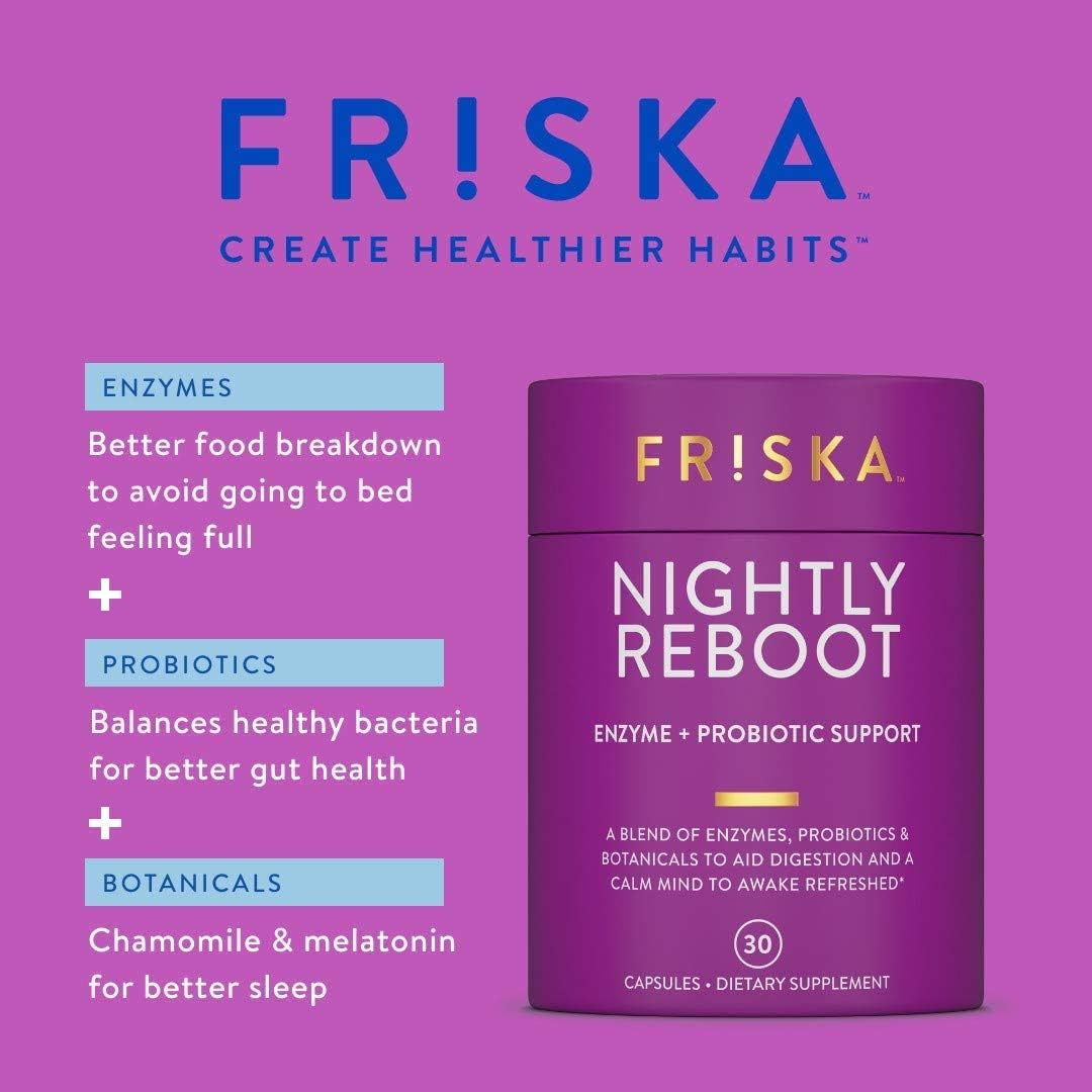 Friska Reinicio Nocturno muestra la mezcla enzimática nocturna para cenar ligero