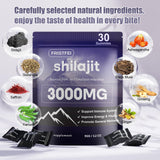 Fristfei gomitas Shilajit Himalaya, primer plano de textura suave