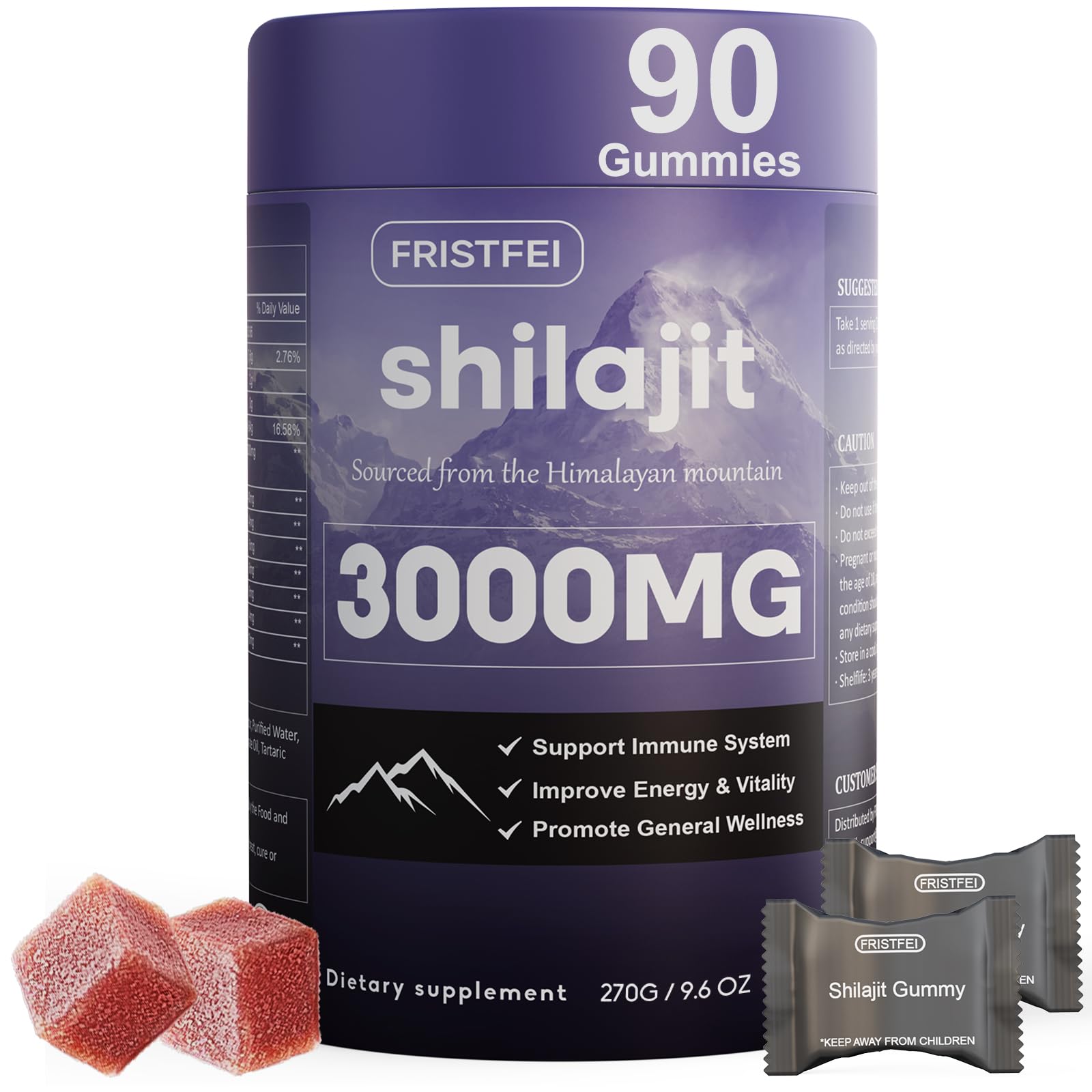 Fristfei Shilajit Gummies en frasco, ideal para consumo diario.