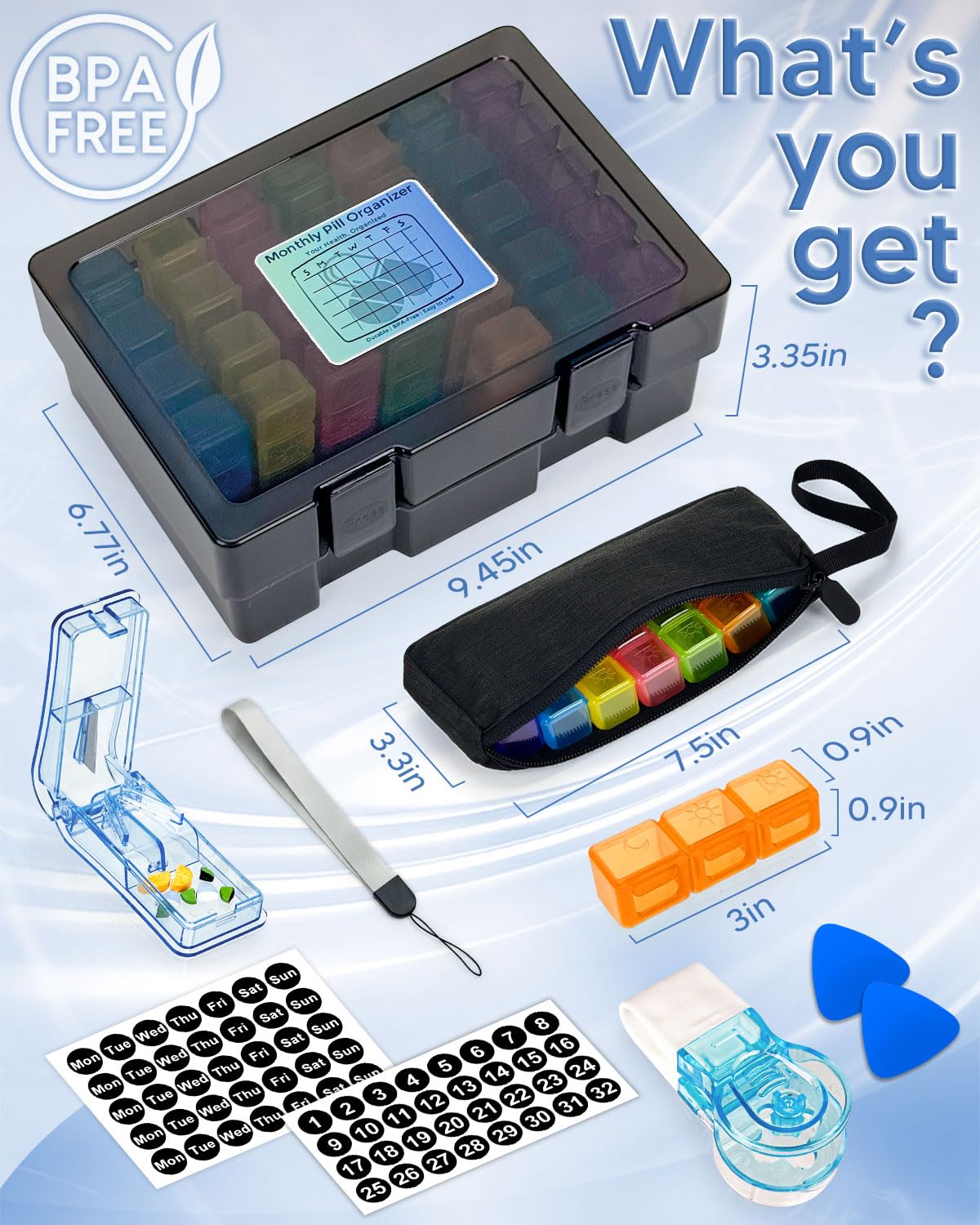 FRIWOLE Bolsa portátil semanal de pastillas para viajar ligero.