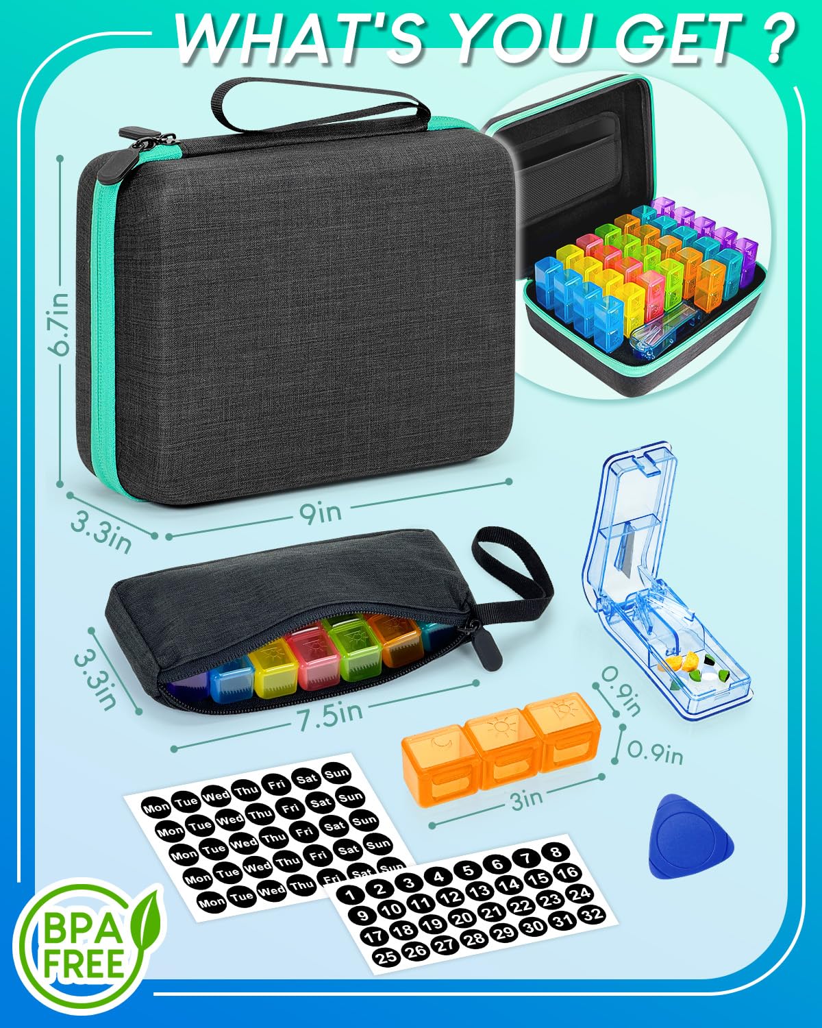FRIWOLE pegatinas mensuales y semanales para marcar dosis con facilidad.
