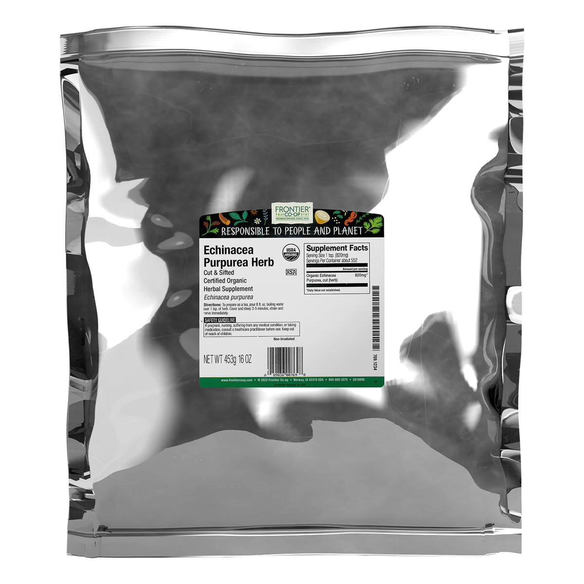Frontier Co-op Echinacea Purpurea, raíz cortada, ideal para infusiones.