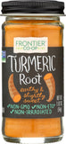 Frontier Curcuma raíz molida en frasco, aroma terroso para cocinar.