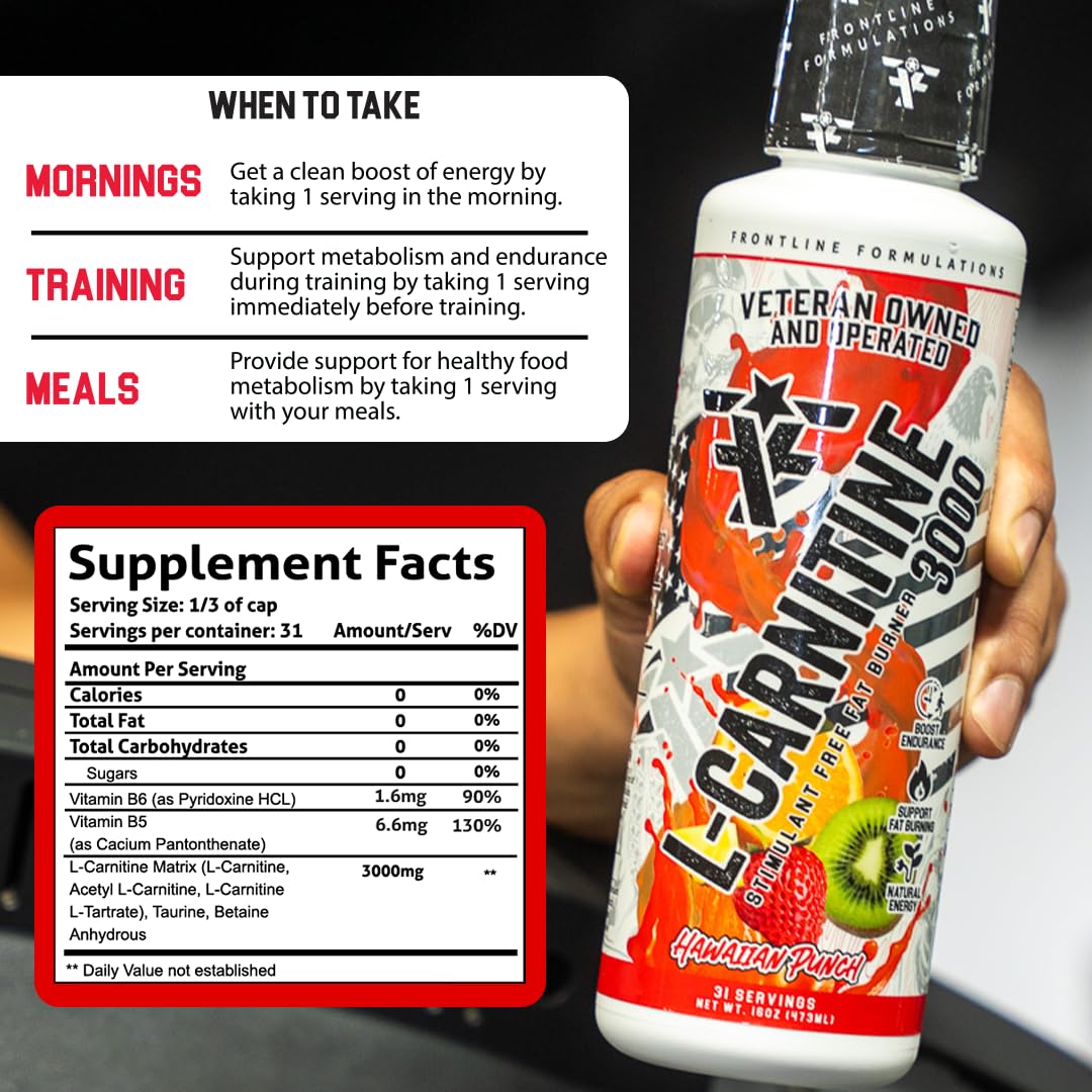 FRONTLINE FORMULATIONS L-Carnitina: uso pre-entrenamiento para energía suave y sostenida