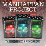 FRONTLINE FORMULATIONS Manhattan Project, envase frente, diseño compacto para llevar al gym.