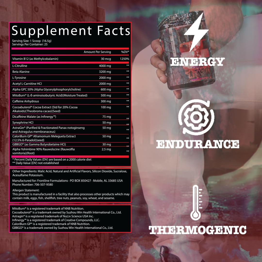FRONTLINE FORMULATIONS Manhattan Project, escena de gimnasio, preparado para alta intensidad.