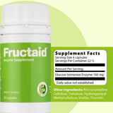 Fructaid: cápsulas sin lactosa ni gluten, aptas para vegetarianos.