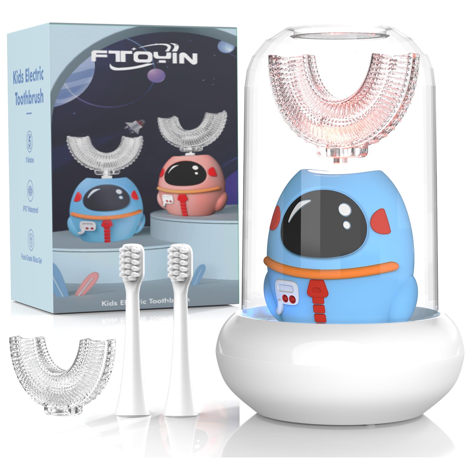 FTOYIN cepillo infantil en forma U con limpieza suave 360° para encías