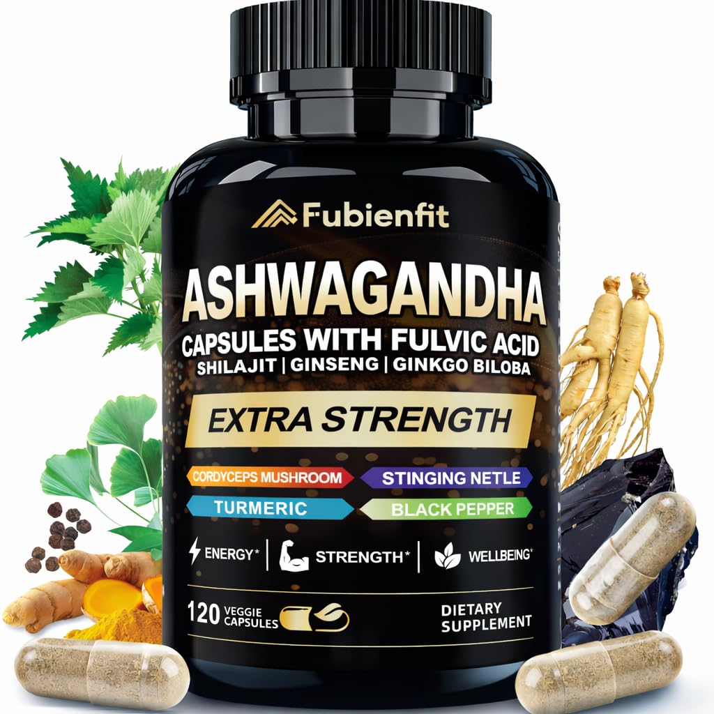 Cápsulas Fubienfit Ashwagandha y Shilajit para uso diario.