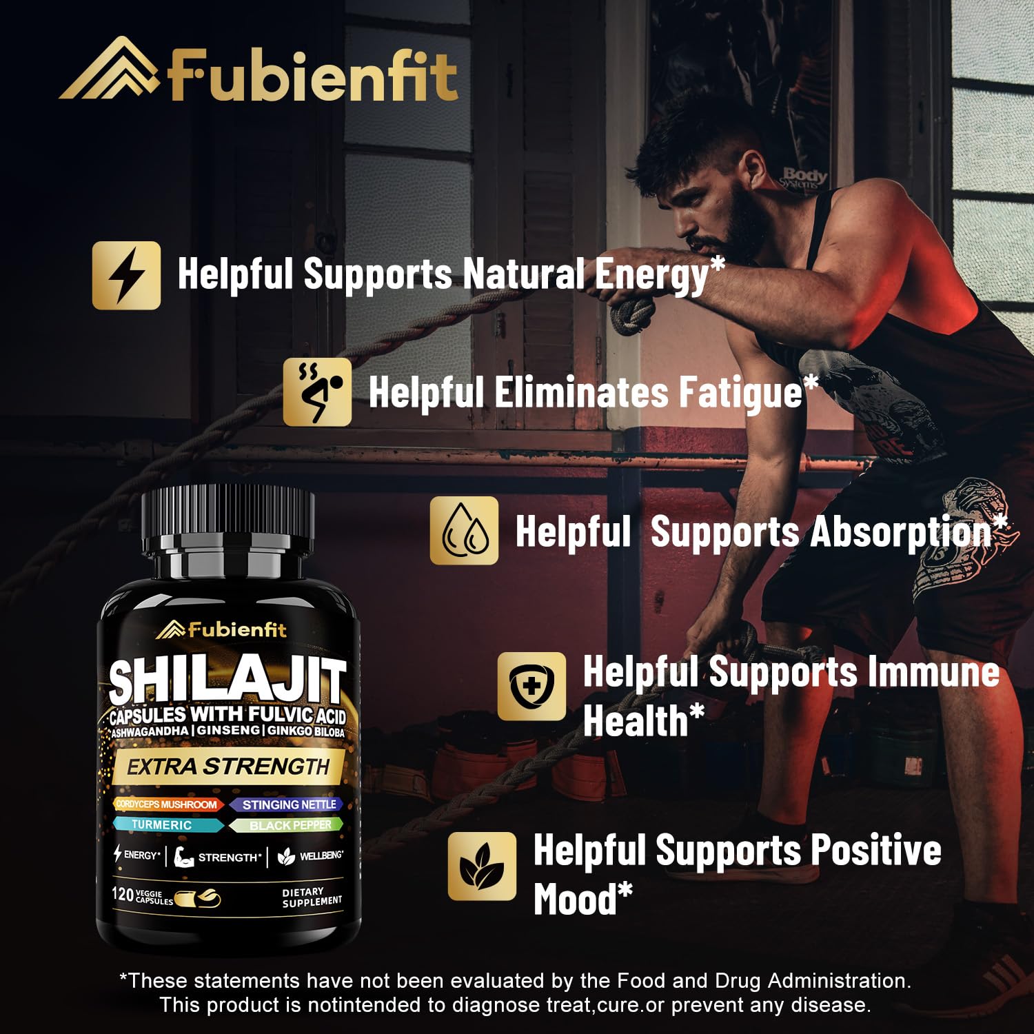Mezcla natural 5-en-1 con ashwagandha y ginseng para enfoque.