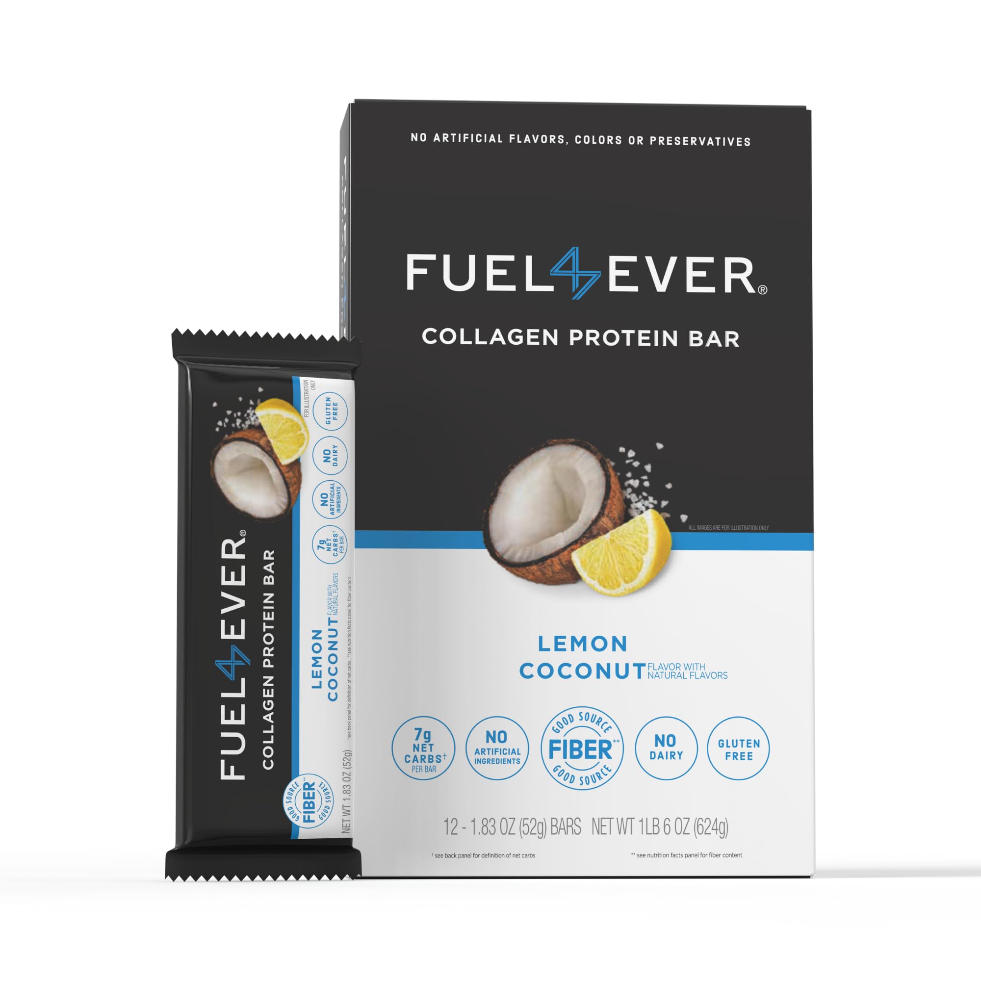Fuel 4 Ever barra de colágeno en caja, snack práctico para la marcha