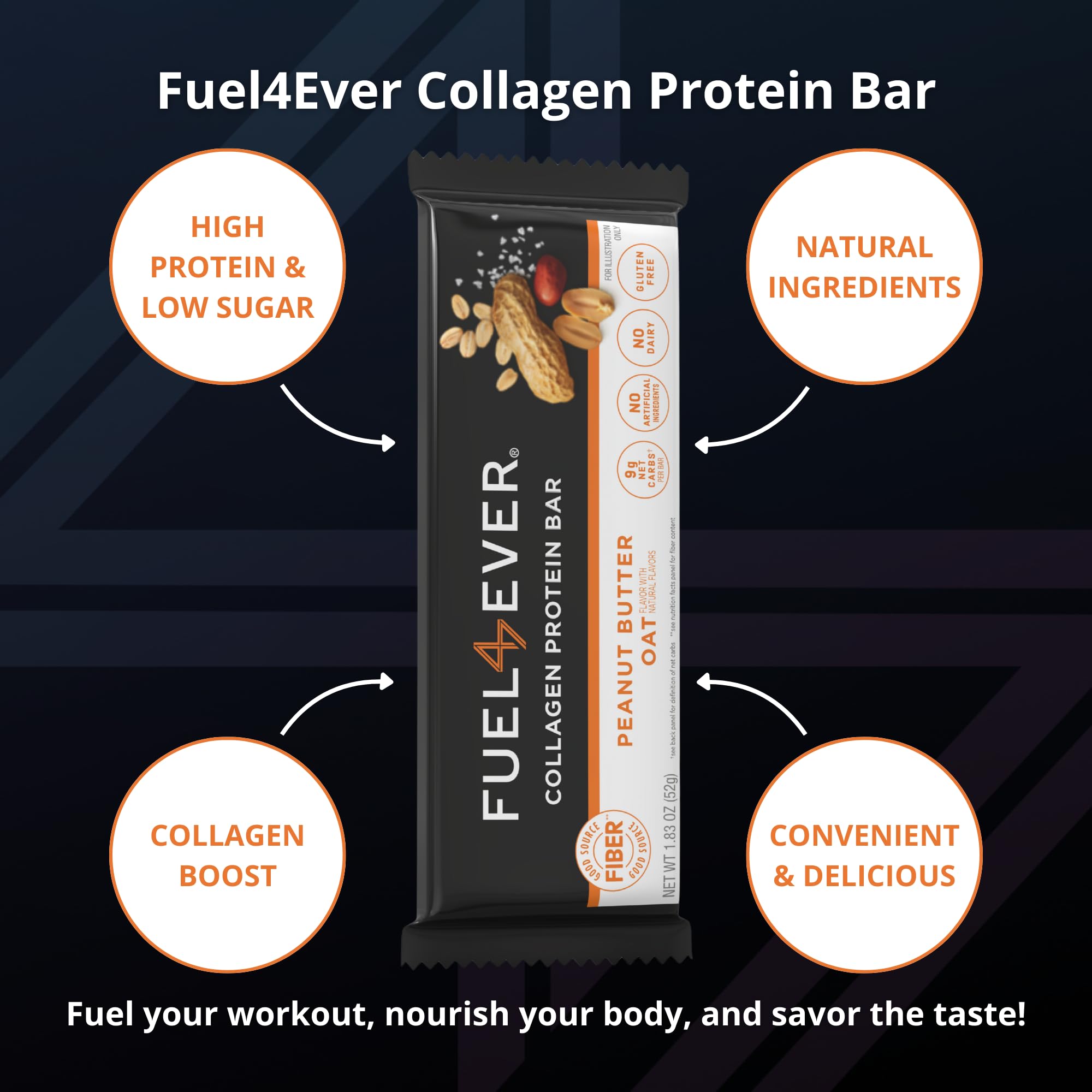 Porción de 210 calorías de Fuel 4 Ever, snack para el día.