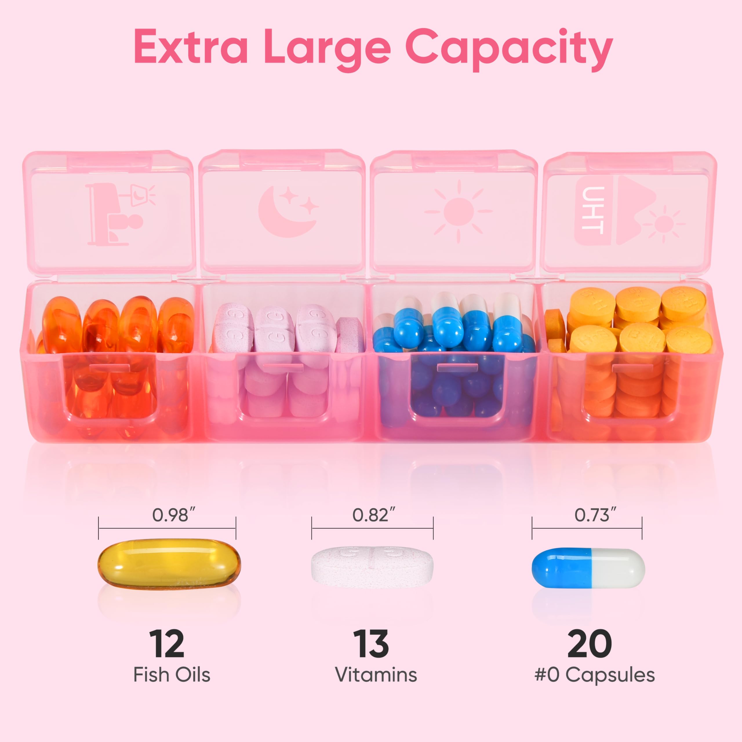 Fullicon caja pastillas xl para siete días con espacio amplio.