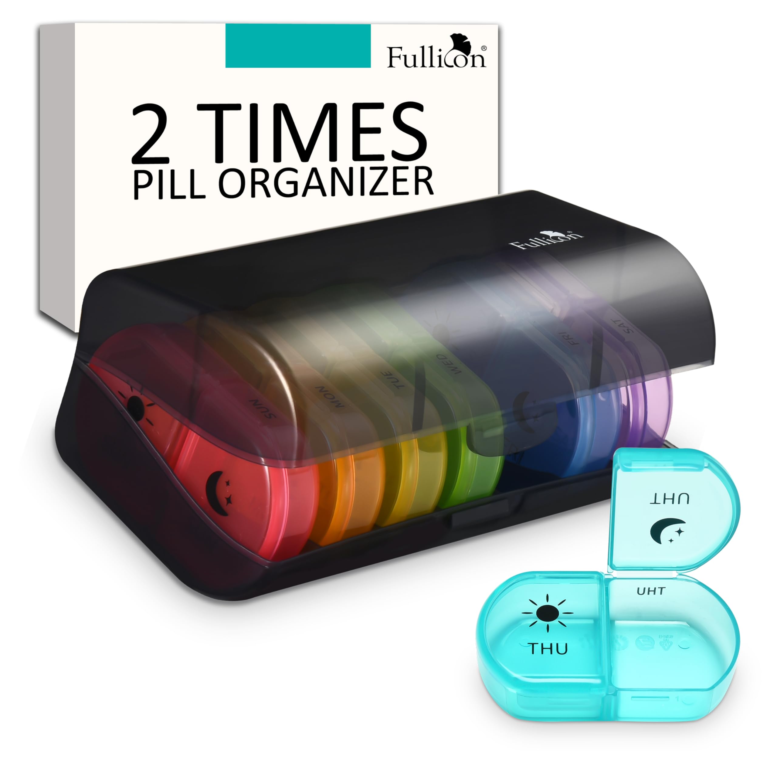 Fullicon organizador de pastillas de gran capacidad para uso diario.