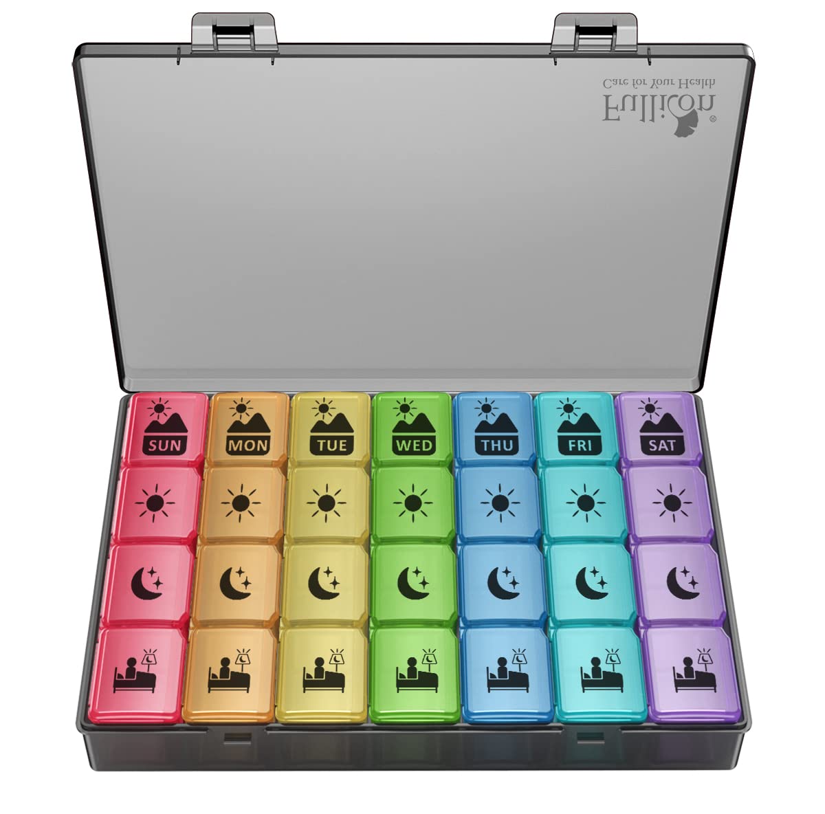 Fullicon XXL caja-pildoras-semanal, organización diaria de medicamentos y suplementos.
