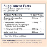 Etiqueta frontal de FullWell Fertility Booster destaca los ingredientes clave para la fertilidad.