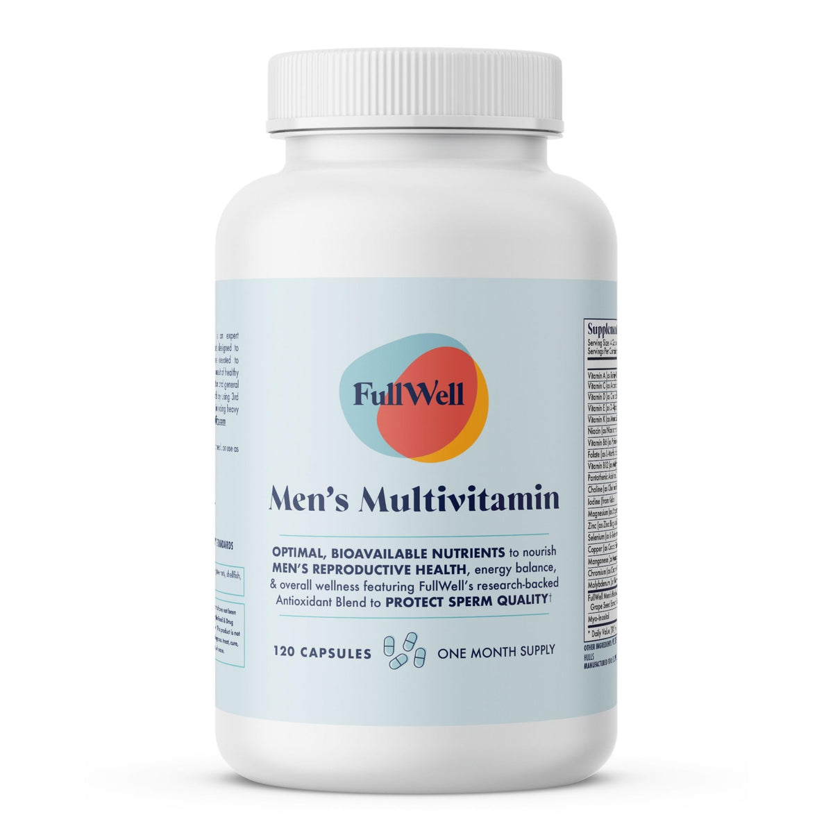 FullWell Múltivitamínico para hombres: bote de 120 cápsulas para salud diaria.