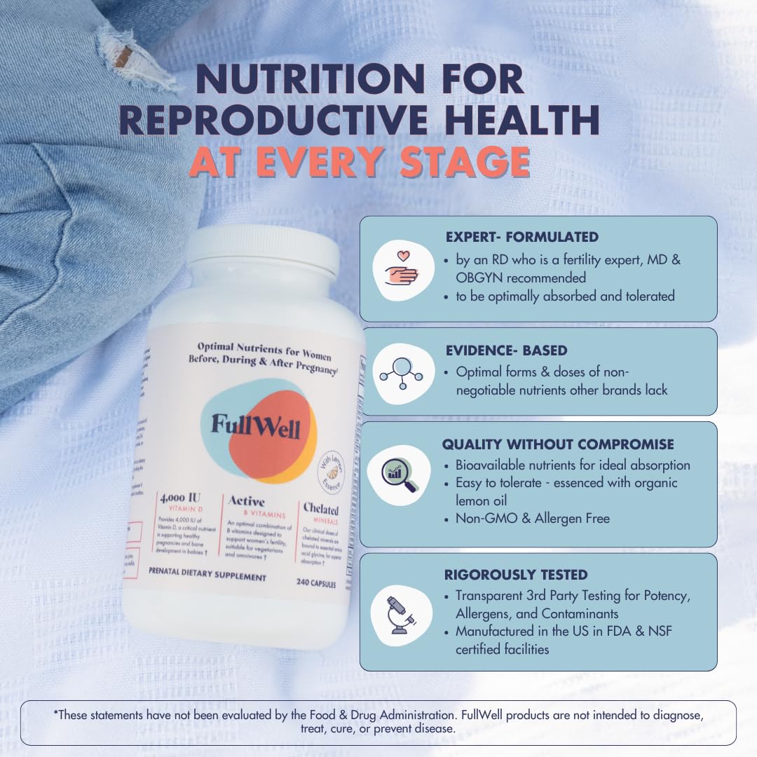 FullWell Prenatal: etiqueta con ingredientes clave para transparencia y confianza