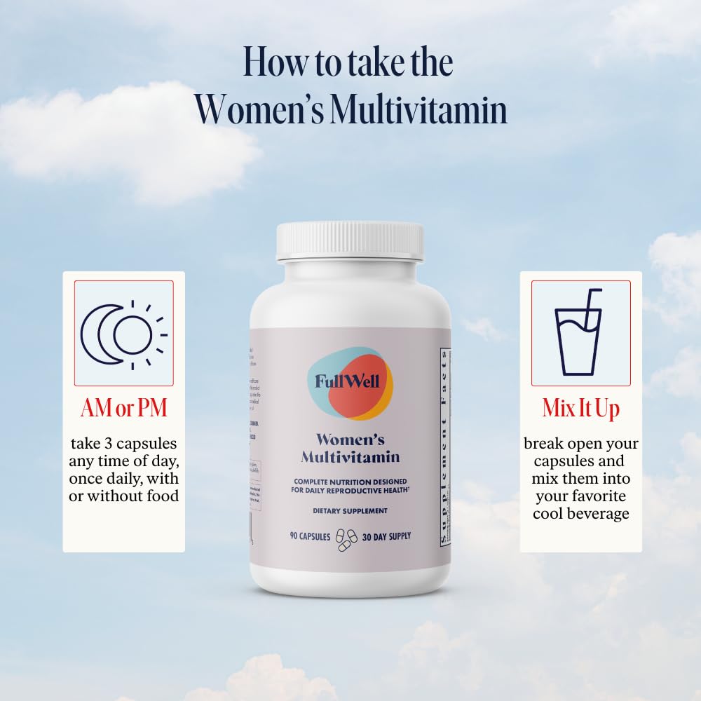 FullWell Multivitamínico Femenino: dosis diaria para apoyar la salud reproductiva.