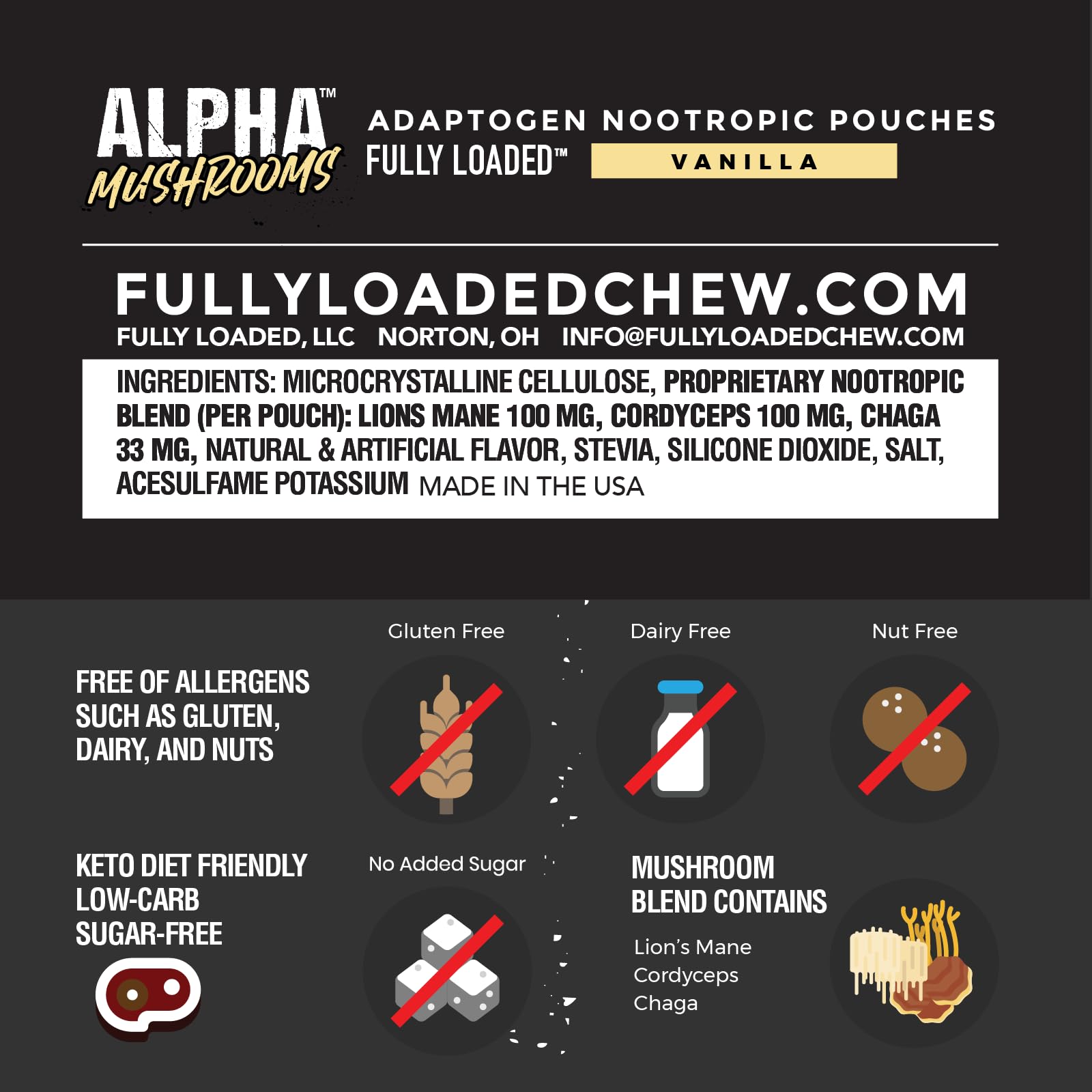 Lata de menta de Fully Loaded Bullseye Alpha Mushrooms lista para llevar.