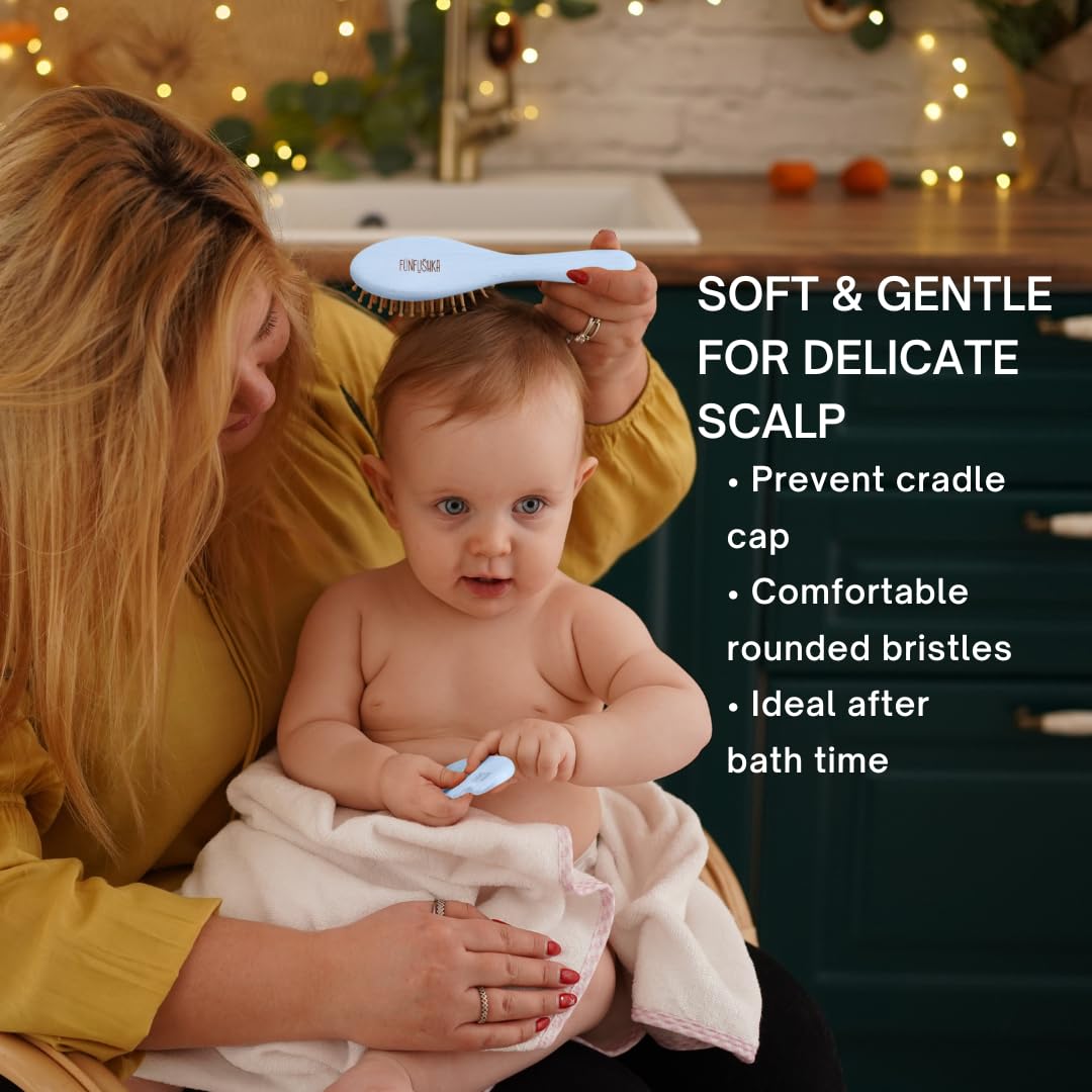 Exfoliación suave para la caspa de cuna con cepillado regular.