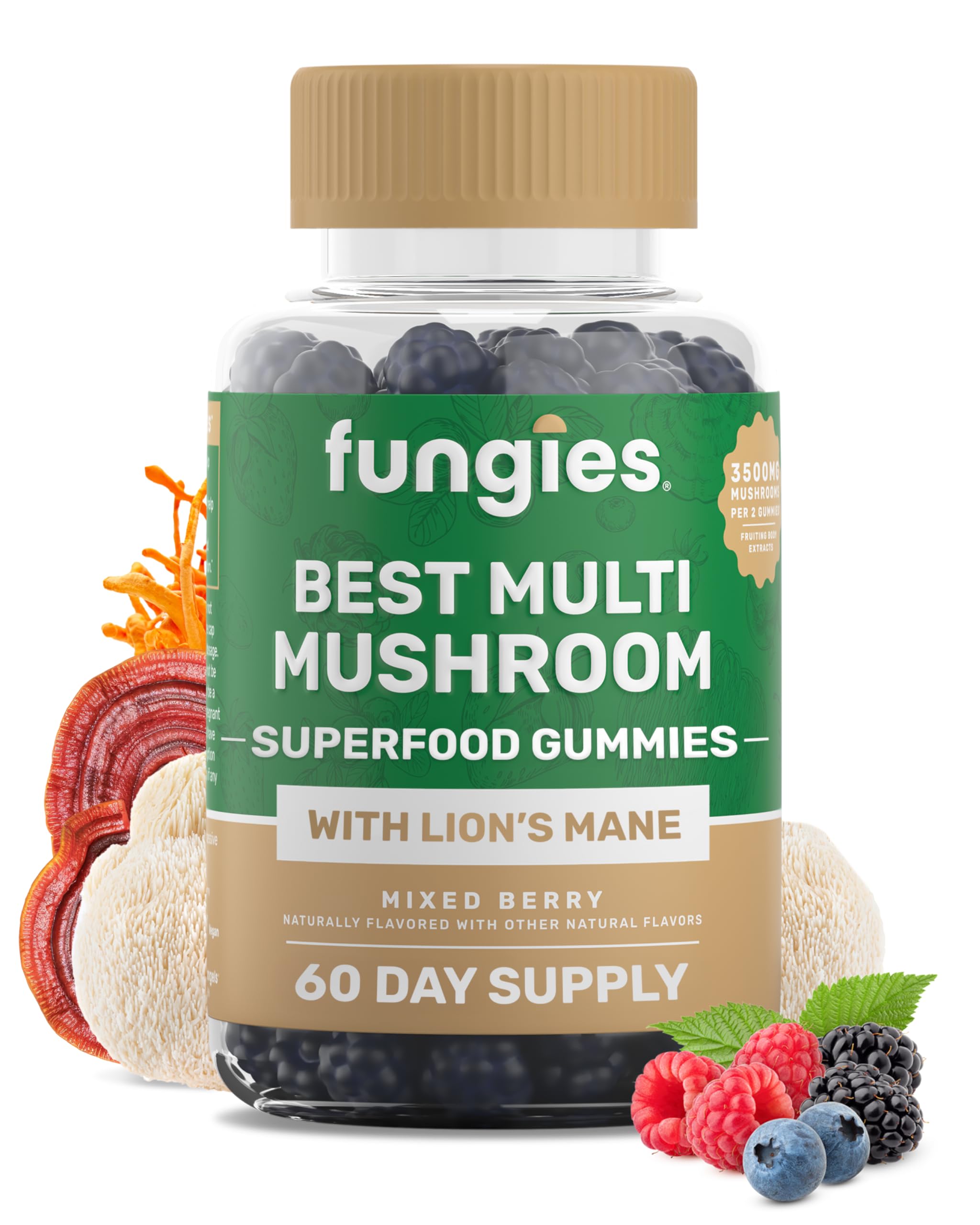 Botella Fungies Multi Hongos gomitas en formato práctico para rutina diaria