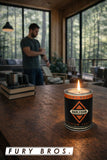 Vela de 12.5 oz Fury Bros, duración larga para ambientar.
