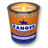 Vela Fury Bros Ranger en lata vintage para ambientes masculinos.
