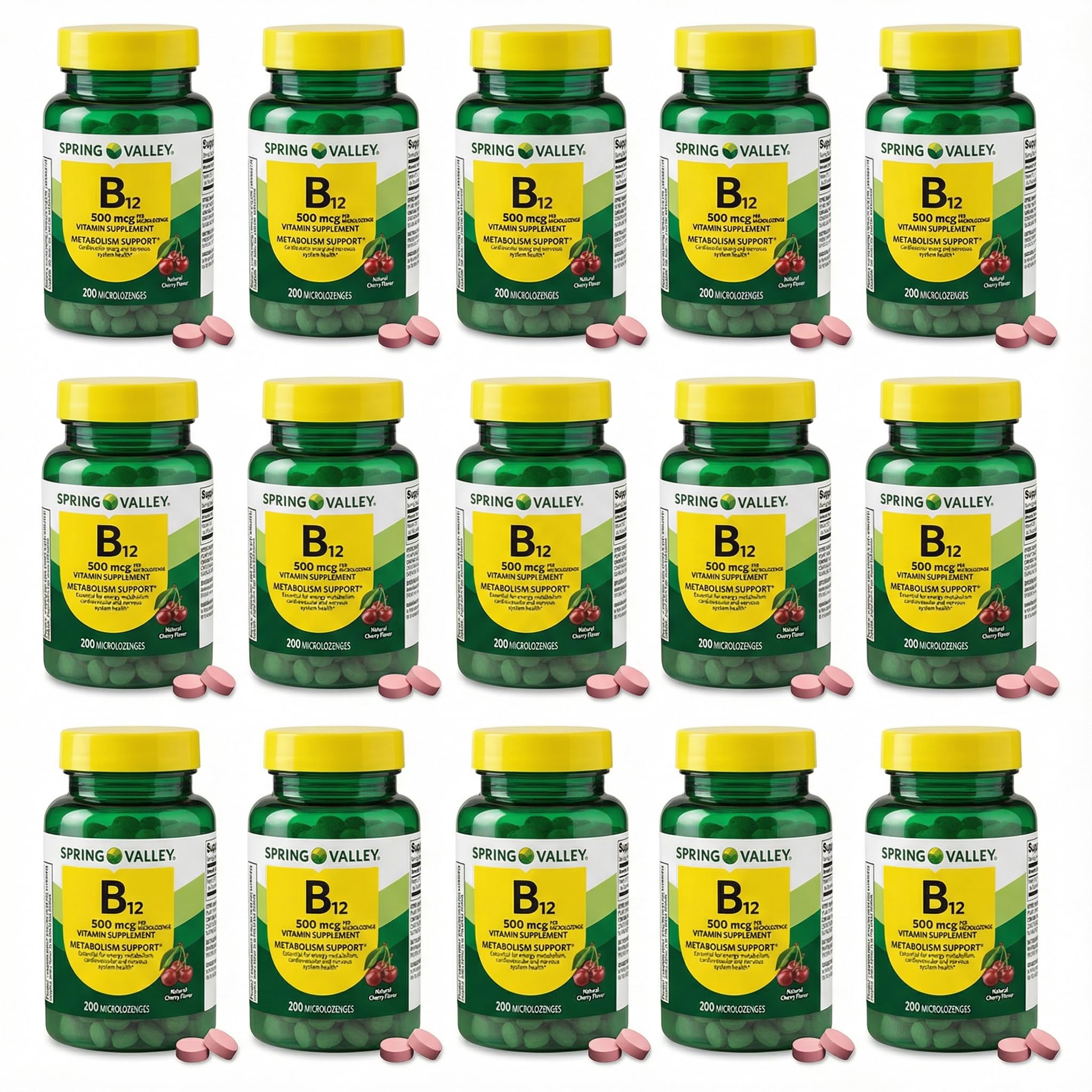 FUSION B12 500 mcg sabor cereza, frasco para energía diaria.