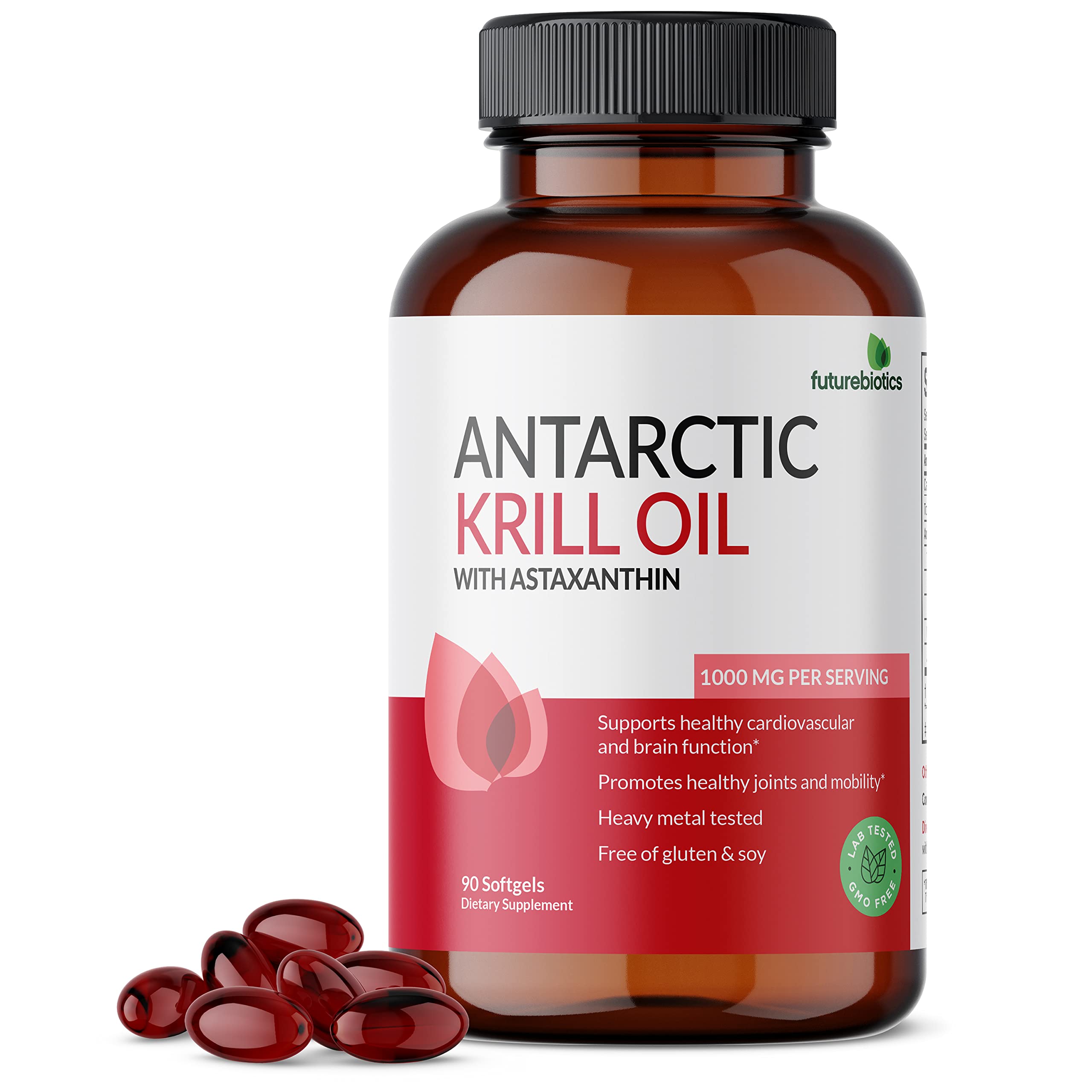 Futurebiotics Aceite de Krill Antártico 1000mg en botella, para bienestar general.