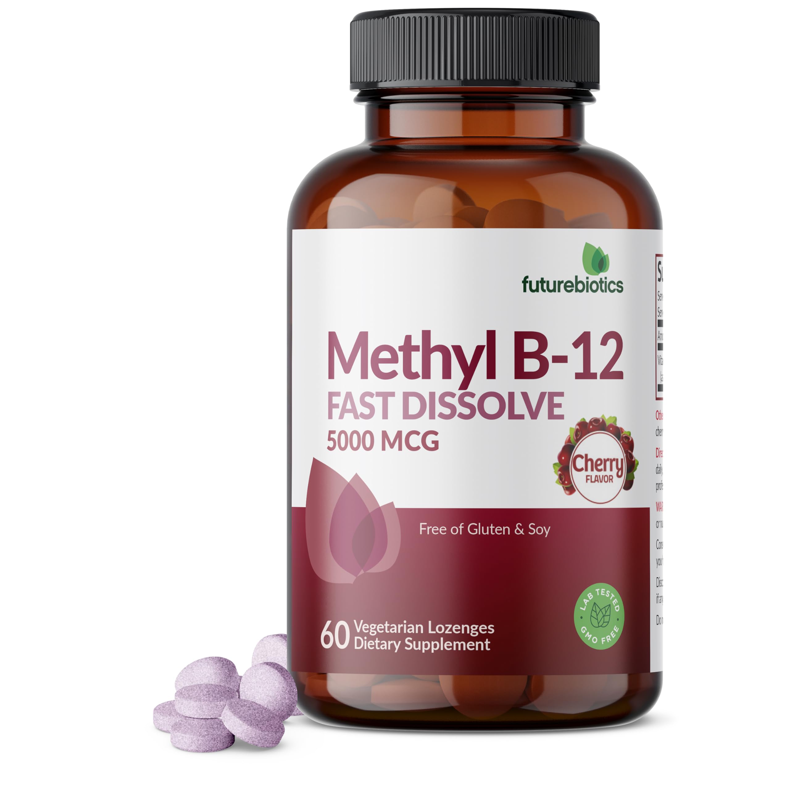 Futurebiotics Methyl B12 sabor cereza; toma diaria agradable.