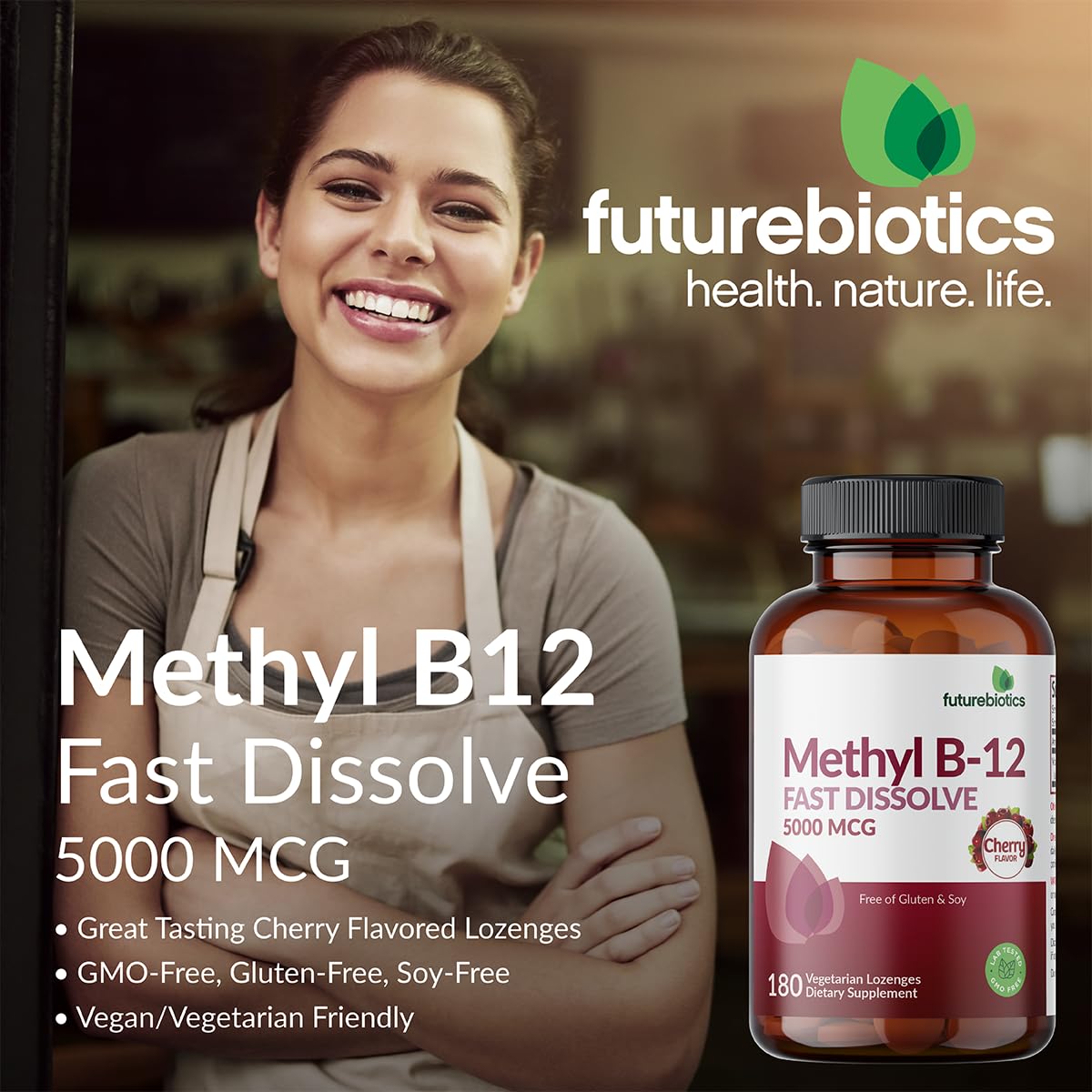 Futurebiotics Methyl B12 apto para veganos y vegetarianos.