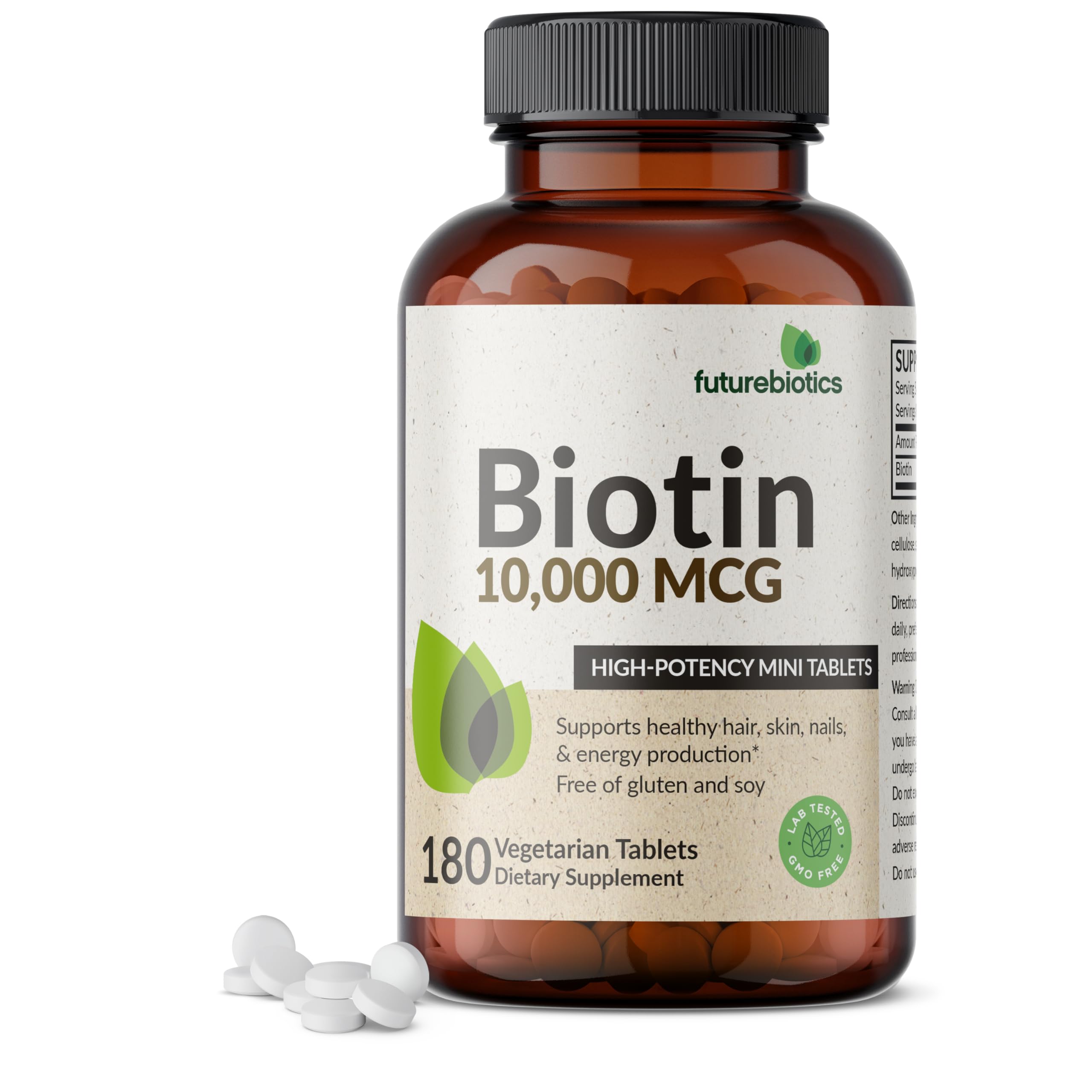 Futurebiotics Biotina 10000mcg tabletas, aporte diario para cabello saludable