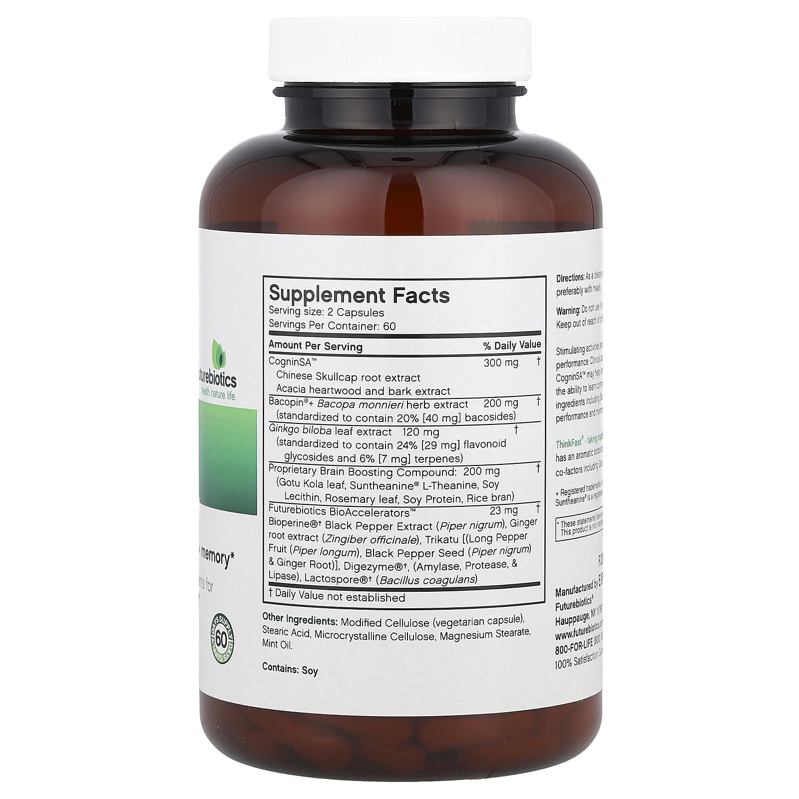 Futurebiotics ThinkFast: botella envase para apoyo diario de foco