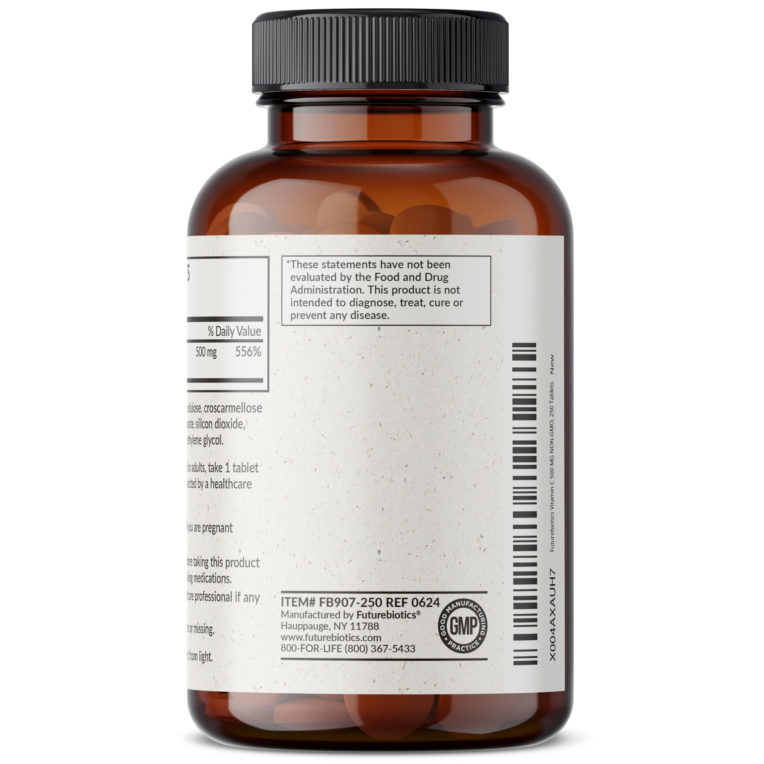 Futurebiotics Vitamina C 500 mg, uso diario seguro y cómodo.