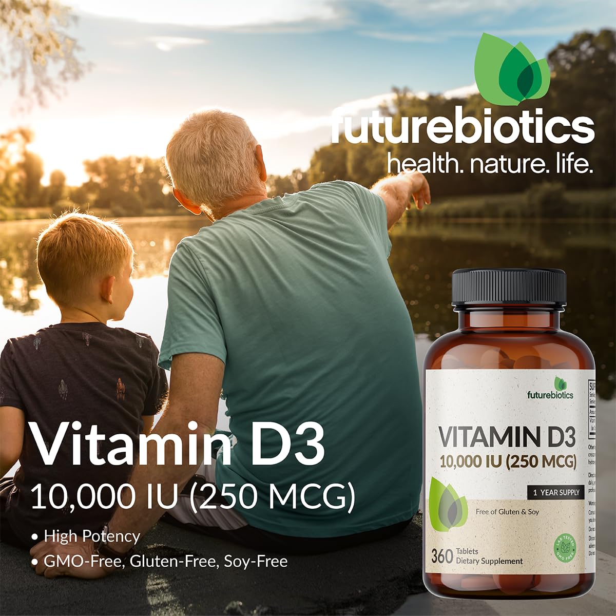 Tabletas apiladas de Futurebiotics D3, calidad y pureza.