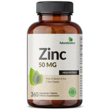 Futurebiotics Zinc 50 mg, caja frontal, empaque sin OGM y sin gluten