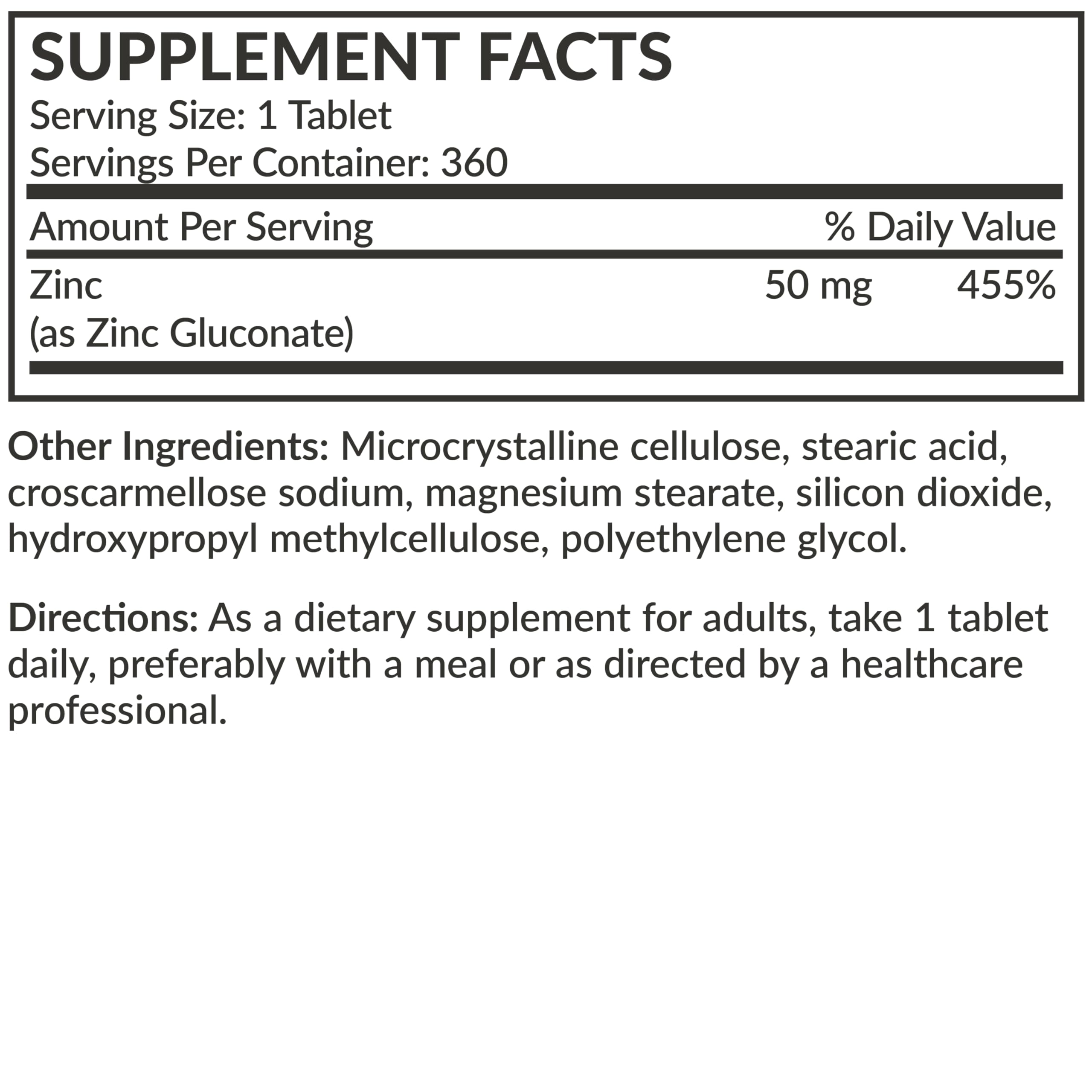 Futurebiotics Zinc 50 mg, información de dosis, apoyo a una dieta diaria