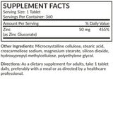 Futurebiotics Zinc 50 mg, información de dosis, apoyo a una dieta diaria