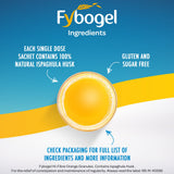 Fybogel, taza con bebida de fibra naranja lista para beber.