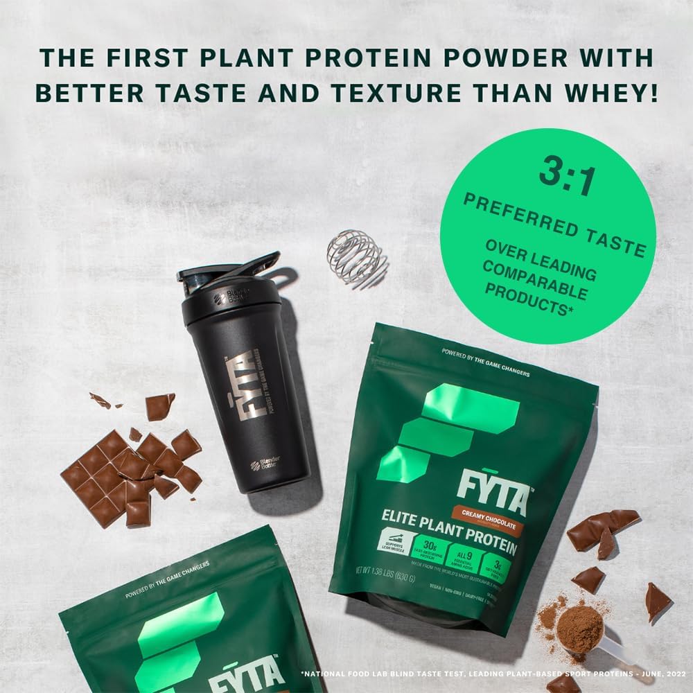 FYTA Proteína vegetal chocolate, mezclada en avena para desayuno nutritivo.