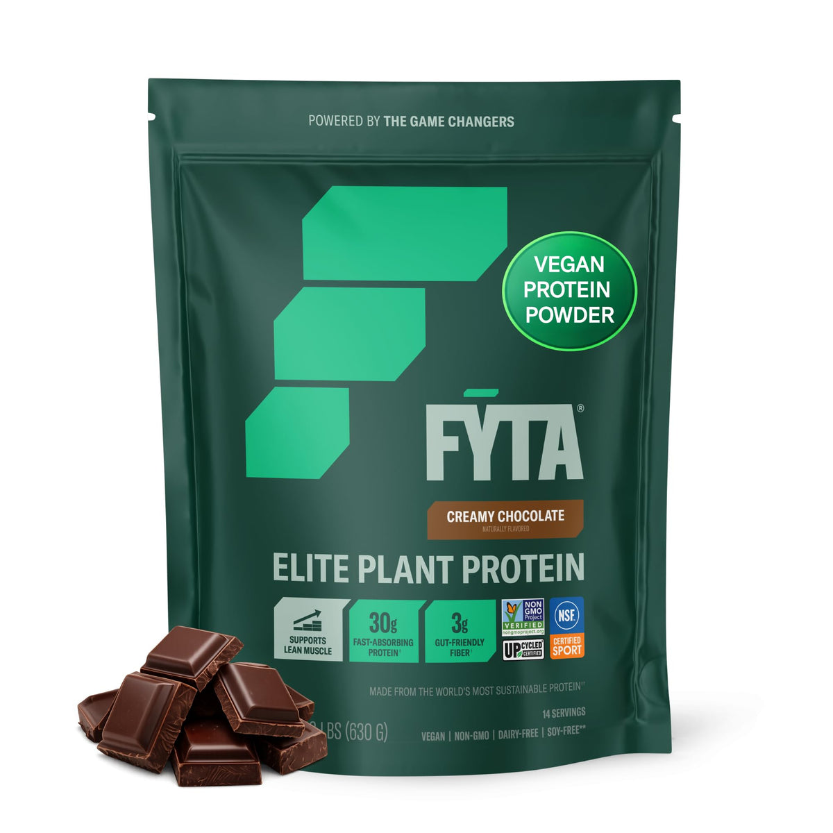 FYTA Proteína vegetal chocolate, envase 630 g para batidos sabrosos.