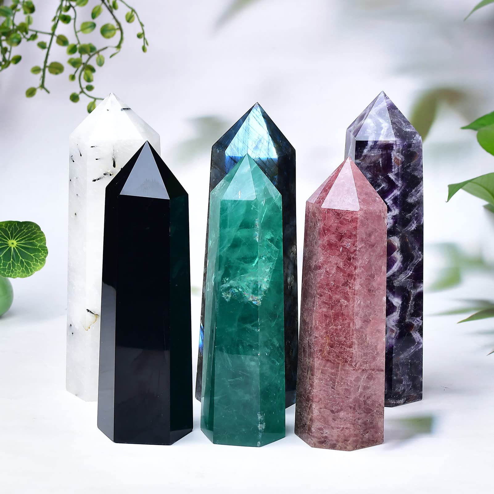 Caja regalo con torre fluorita verde FZBHRO para regalo decorativo.