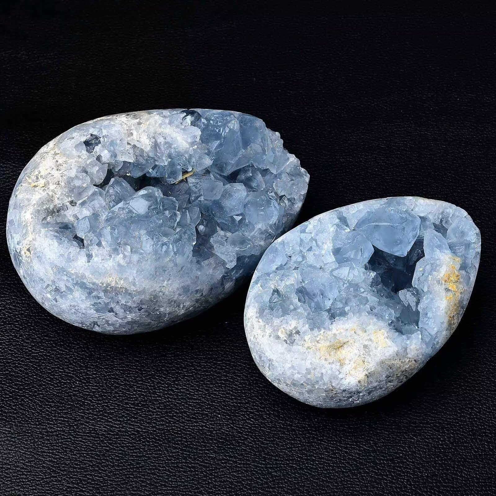 FZBHRO colección de celestita azul, geoda con base para exhibición