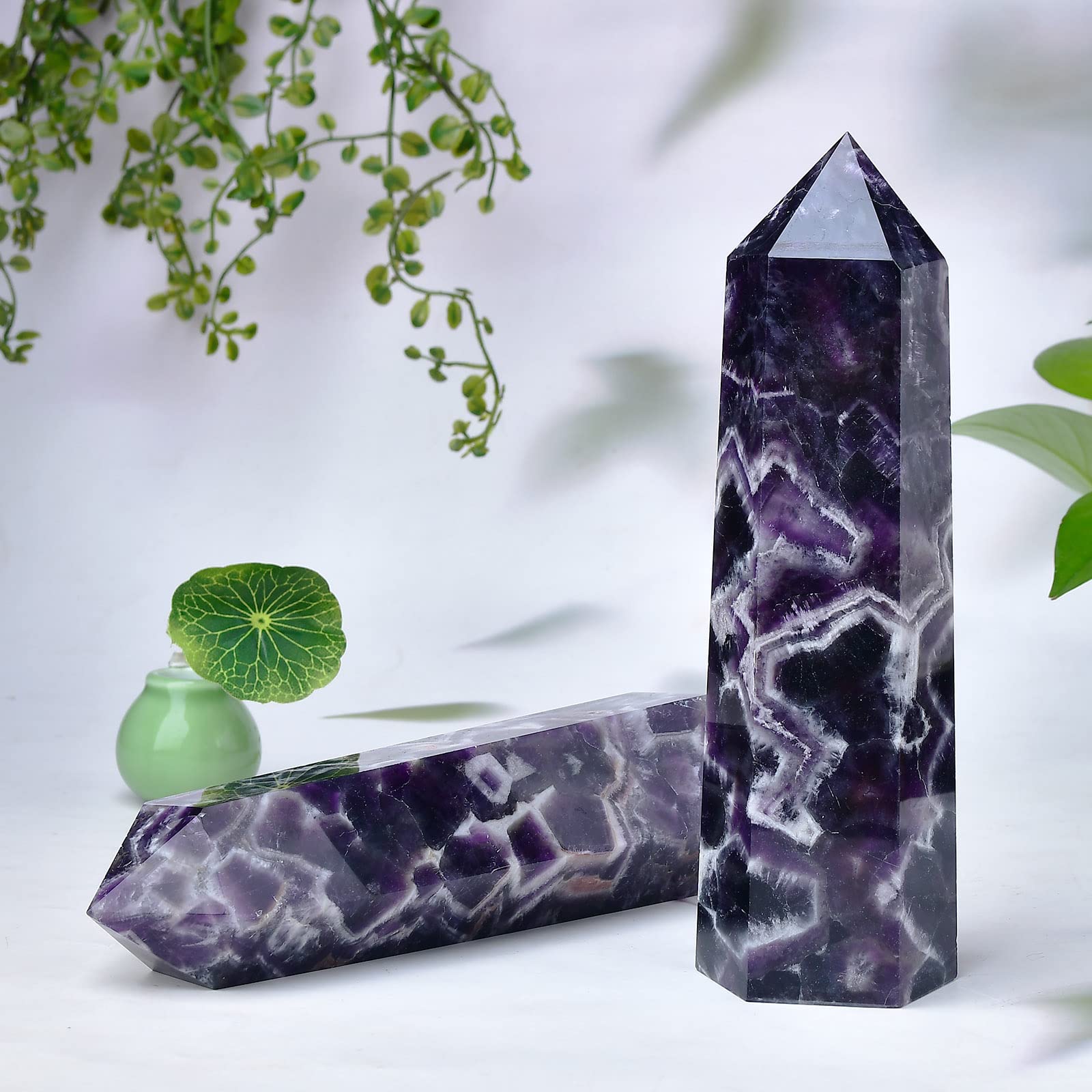 Cristal Amatista Chevron FZBHRO para yoga y colección, diseño natural
