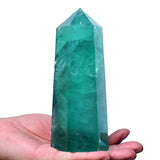 Punta de cristal fluorita verde FZBHRO para dirigir energía durante la práctica.