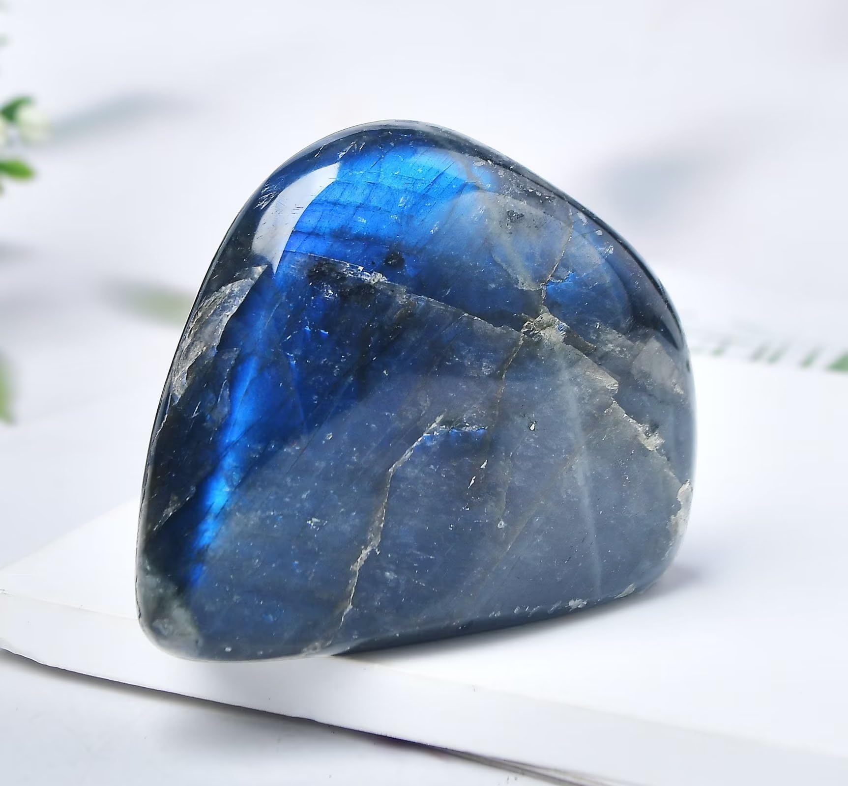 FZBHRO Labradorita azul extra grande pulido detalle iridiscente para equilibrio emocional