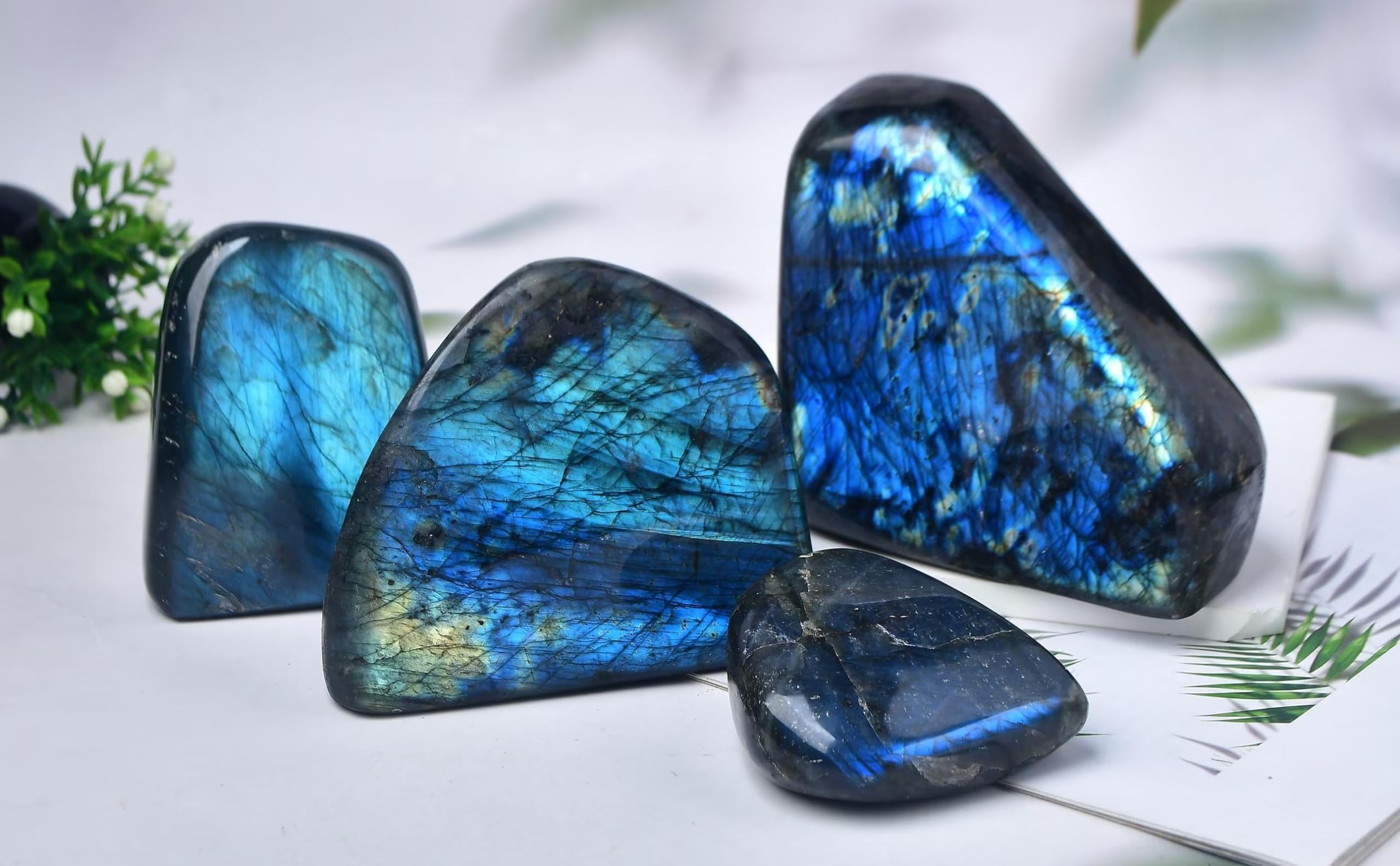 FZBHRO Labradorita azul extra grande pulido pieza de colección, belleza natural inspiradora