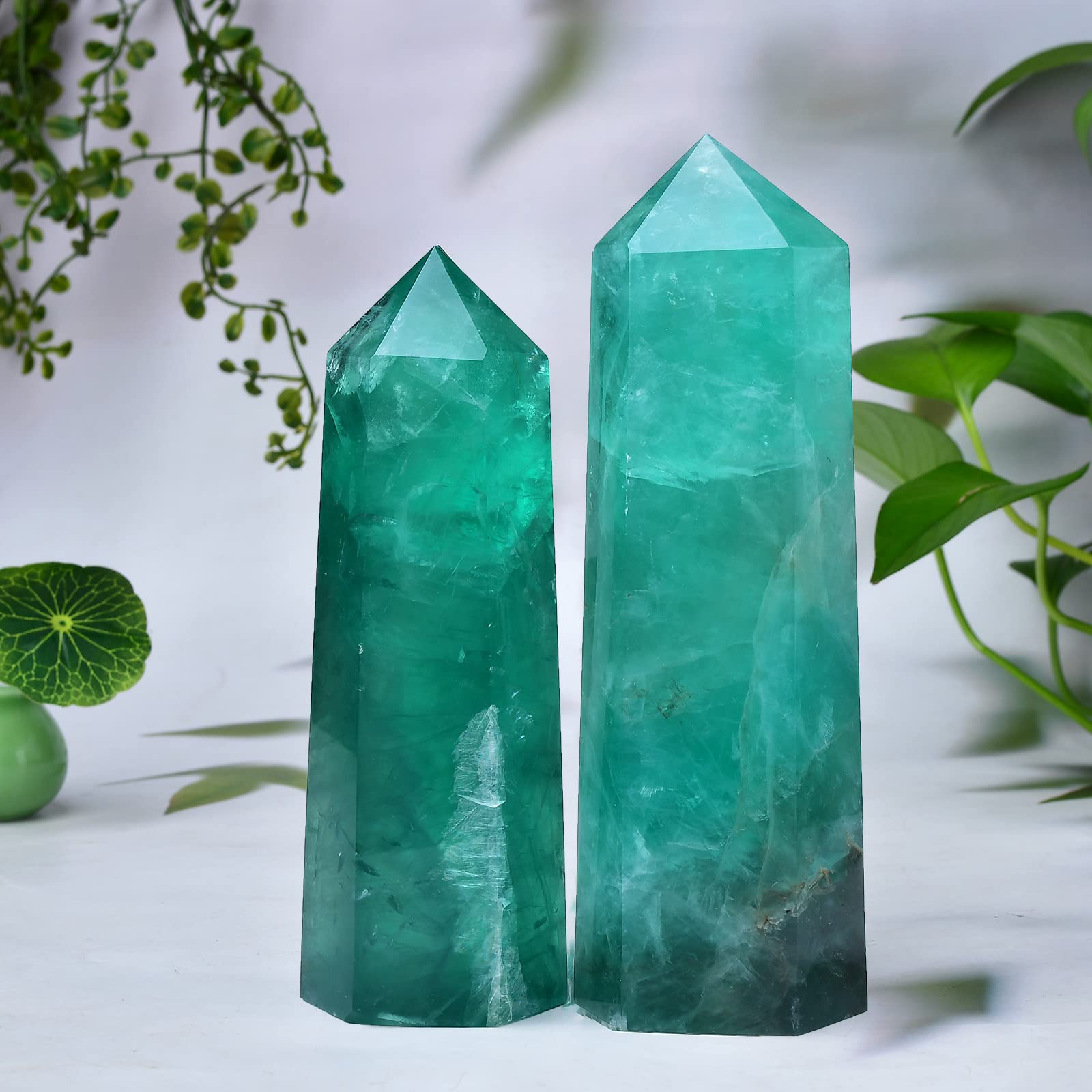 Superficie texturizada de la torre fluorita verde FZBHRO para colección.