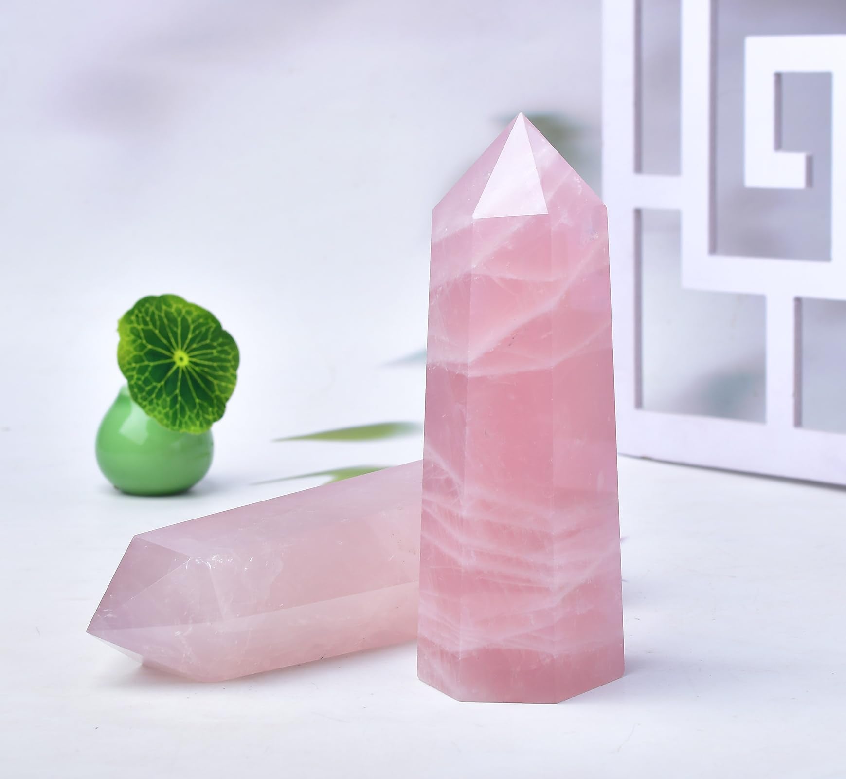 FZBHRO cuarzo rosa en punta, focaliza energía para bienestar.